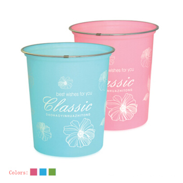 Fashion Printed Design Plastic Open Top Waste Bin